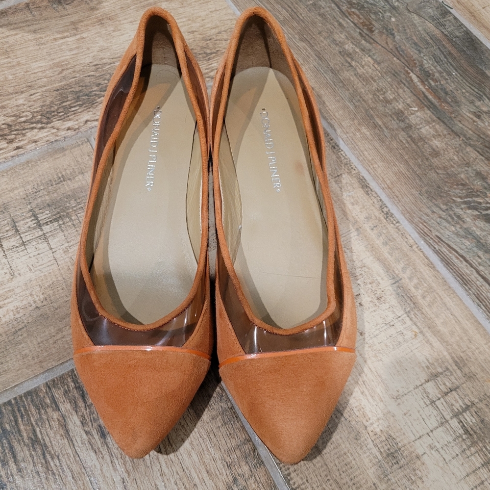 DONALD J PLINER "Nerina" orange suede demi-wedge SIZE 6